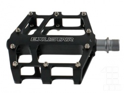 Pedály BMX-DH EXUSTAR E-PB525 Alu CNC průmyslová ložiska barva černá Cr-Mo osa-vyměnitelné piny hmotnost 358g